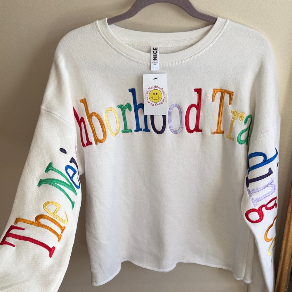 Colorful Lettered White Sweatshirt